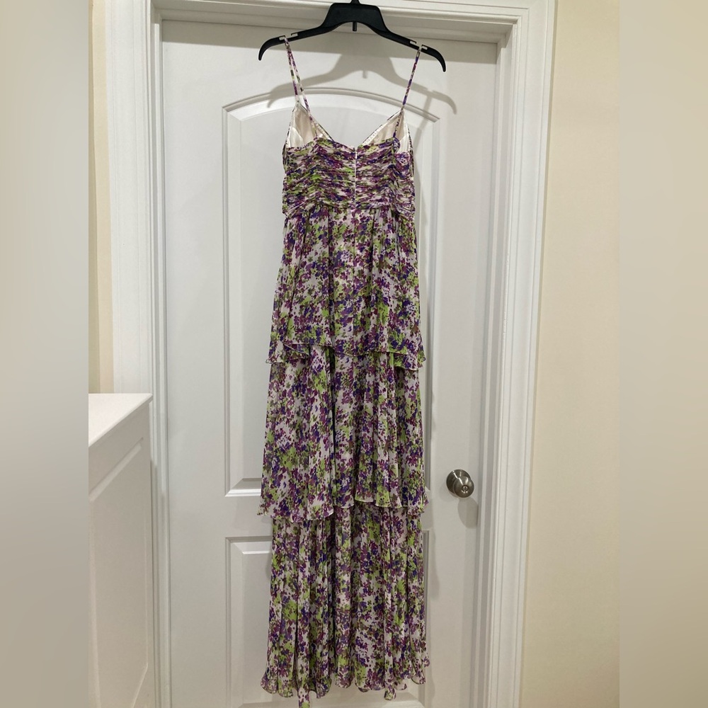 Aidan Mattox Purple and Green Floral Maxi Dress - Picture 4 of 8